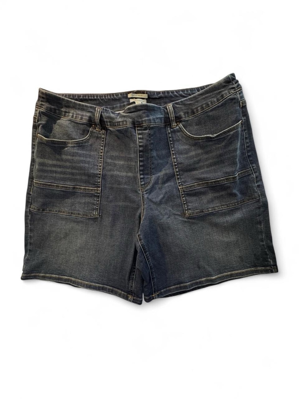 Westbound High Rise Denim Utility Patch Pocket Shorts Jorts – Women’s 22W
